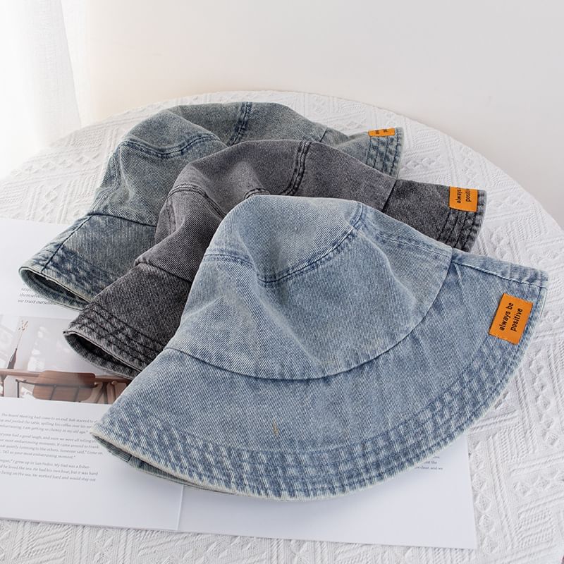 Hat Applique Denim Bucket