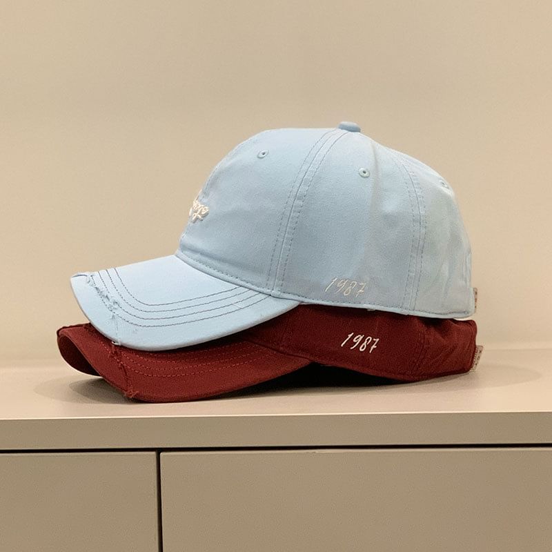 Letter Cap Distressed Embroidered