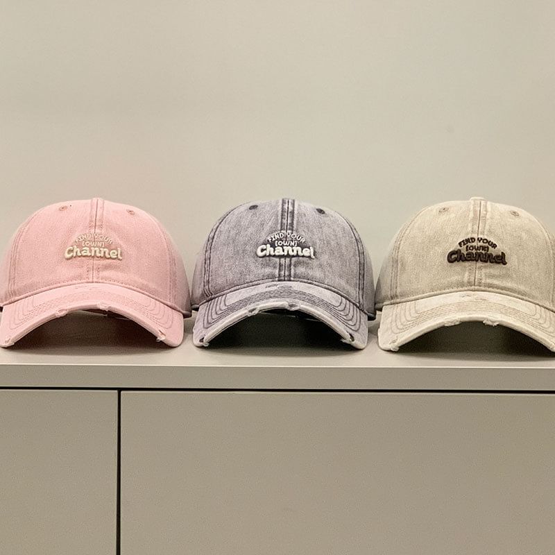 Letter Distressed Cap Embroidered Washed