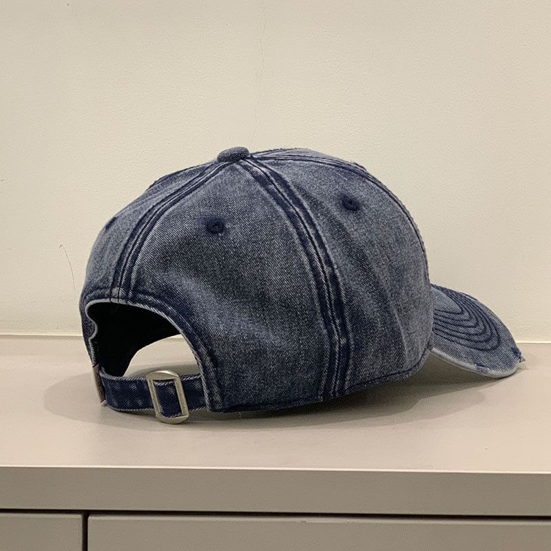 Letter Distressed Cap Embroidered Washed