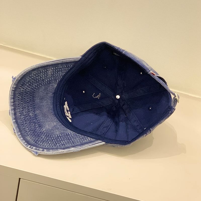 Letter Distressed Cap Embroidered Washed