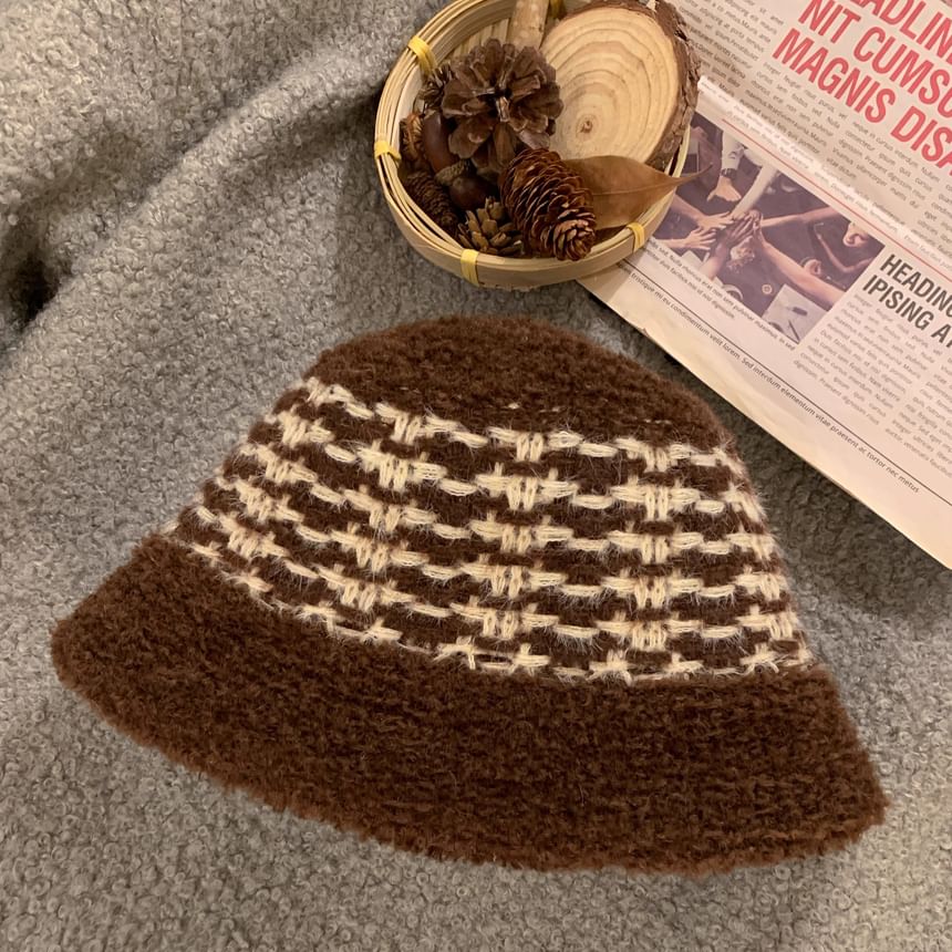 Hat Bucket Fluffy Striped