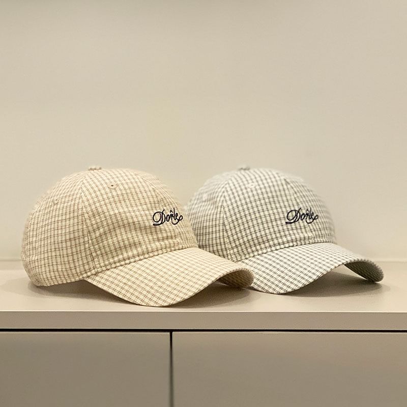 Letter Gingham Embroidered Cap