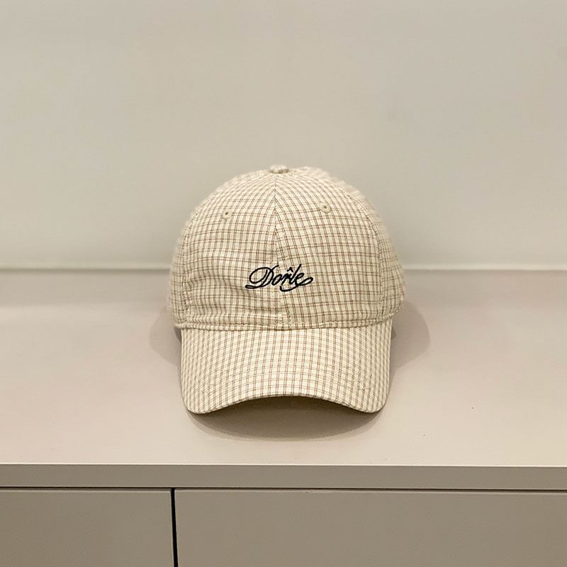Letter Gingham Embroidered Cap