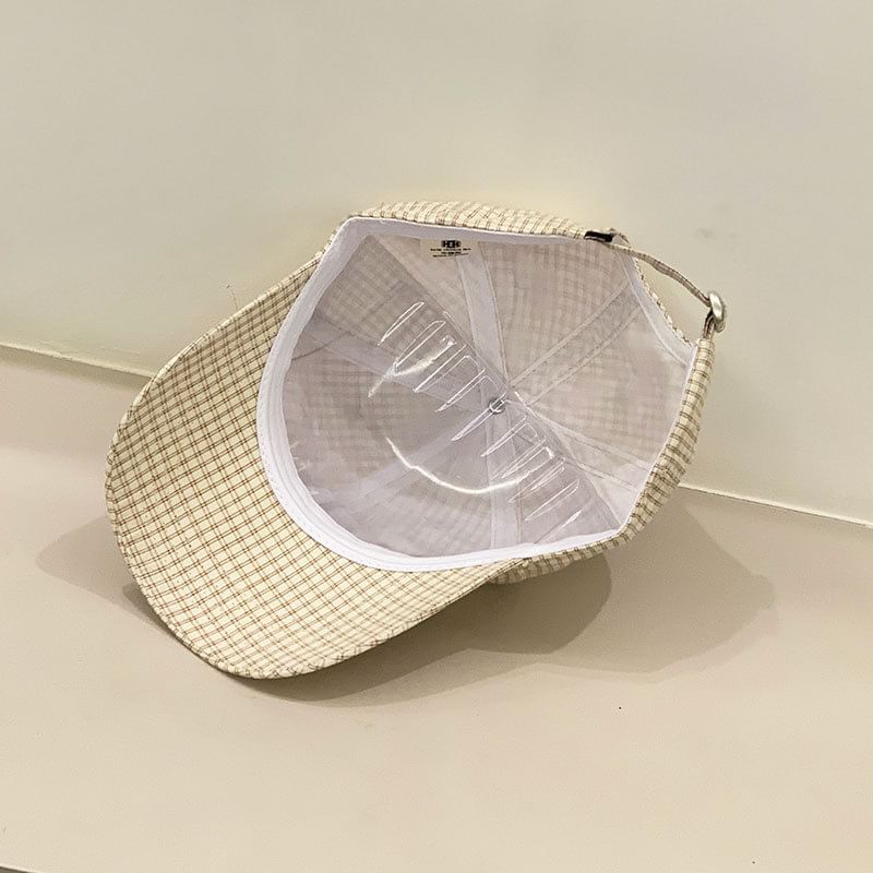 Letter Gingham Embroidered Cap