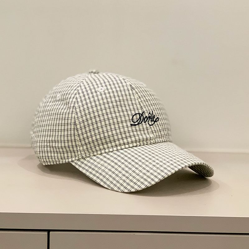 Letter Gingham Embroidered Cap