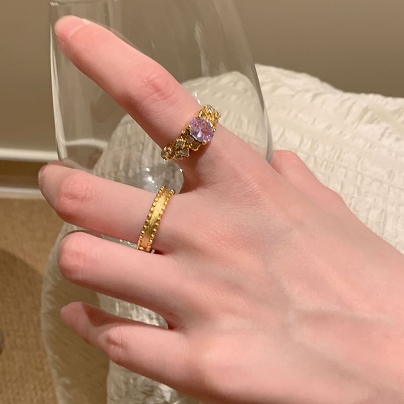 Brushed Open Ring Alloy Rhinestone / Set