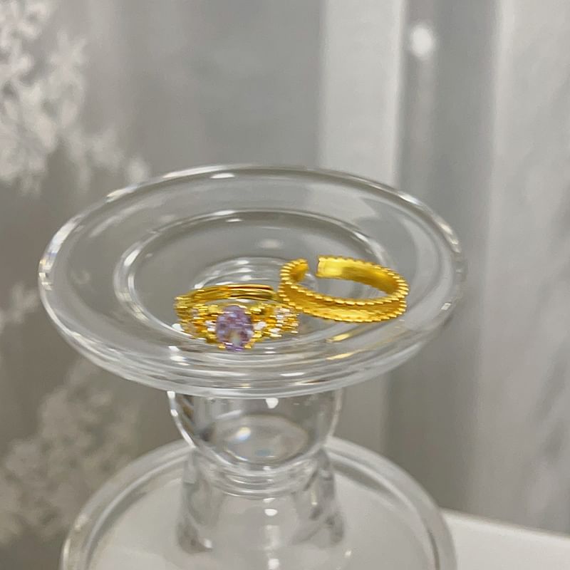 Brushed Open Ring Alloy Rhinestone / Set