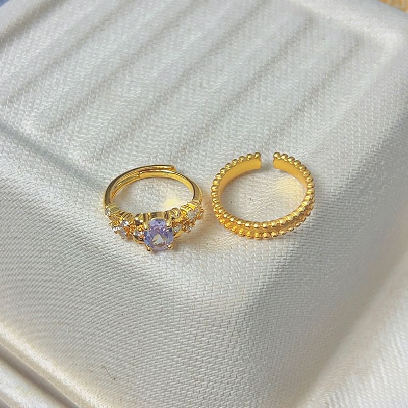 Brushed Open Ring Alloy Rhinestone / Set