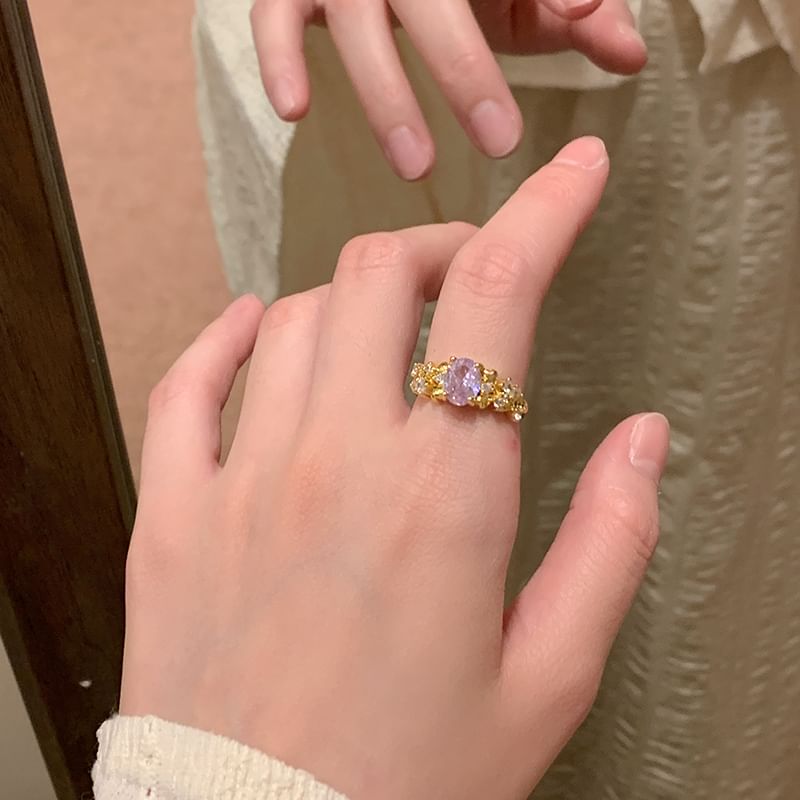 Brushed Open Ring Alloy Rhinestone / Set