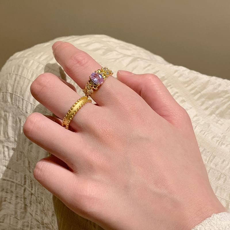 Brushed Open Ring Alloy Rhinestone / Set