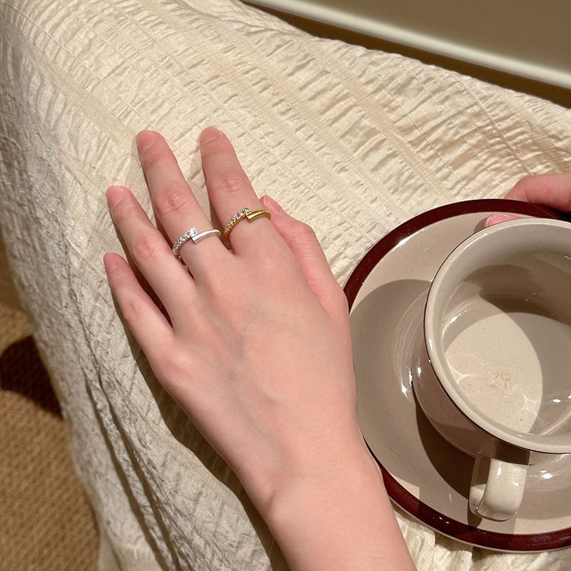 Open Rhinestone Ring / Alloy Set