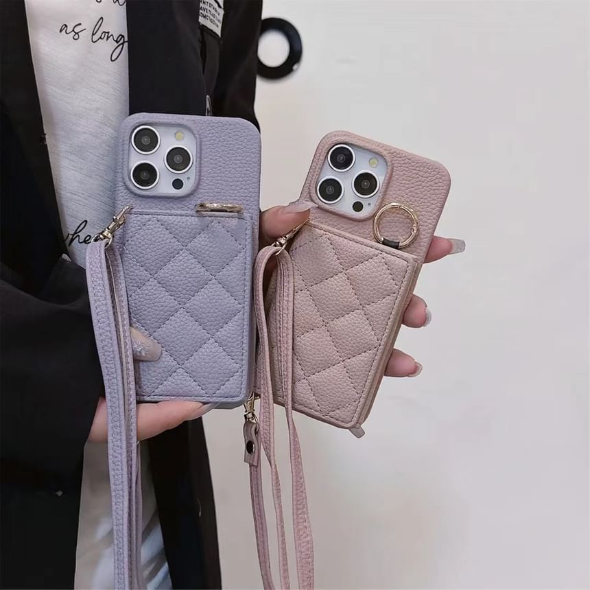 Leather Phone with Case Faux Holder Card Lanyard