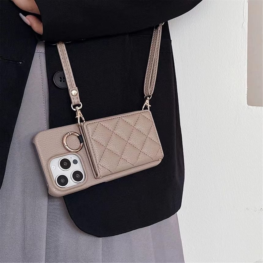 Leather Phone with Case Faux Holder Card Lanyard