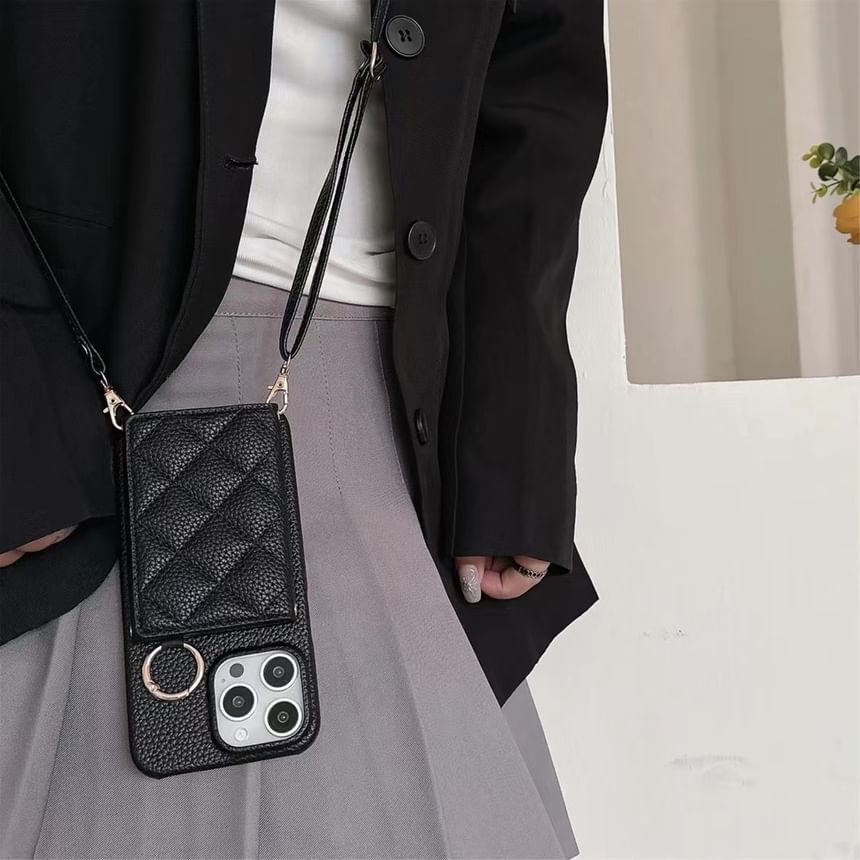 Leather Phone with Case Faux Holder Card Lanyard