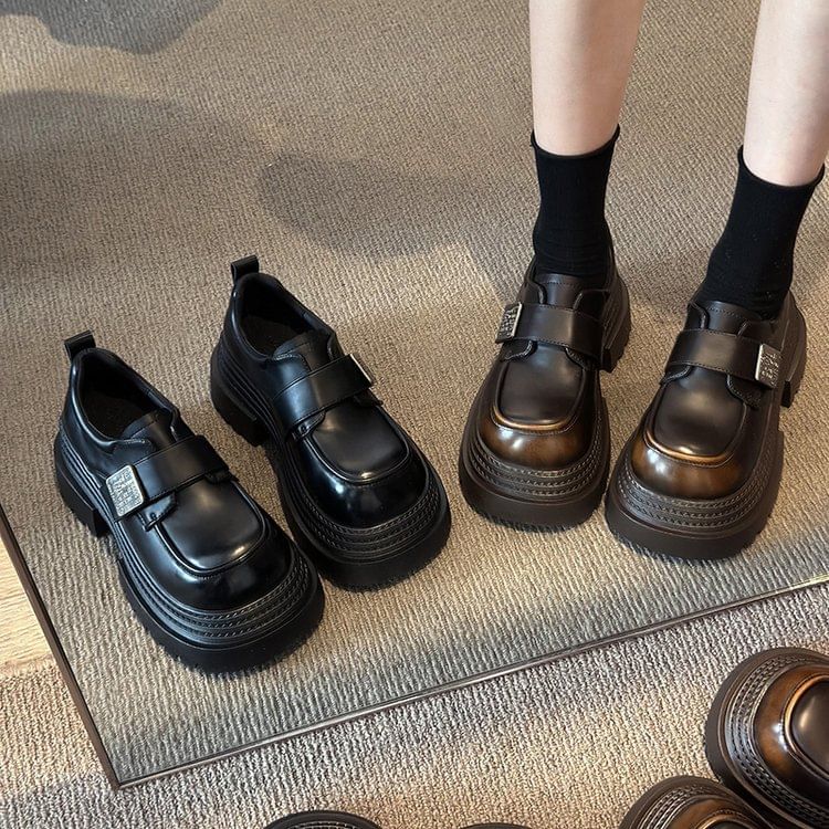 Leather Shoes Accent Strap Adhesive Platform Faux Metal