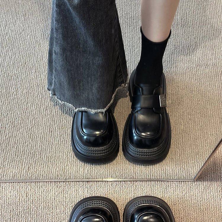 Leather Shoes Accent Strap Adhesive Platform Faux Metal