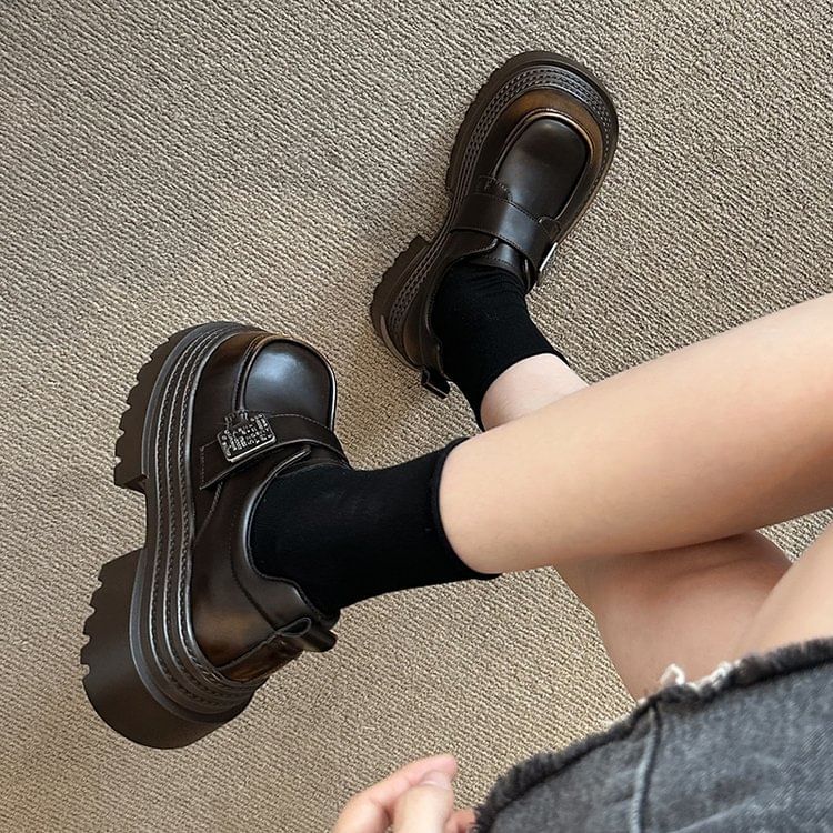 Leather Shoes Accent Strap Adhesive Platform Faux Metal
