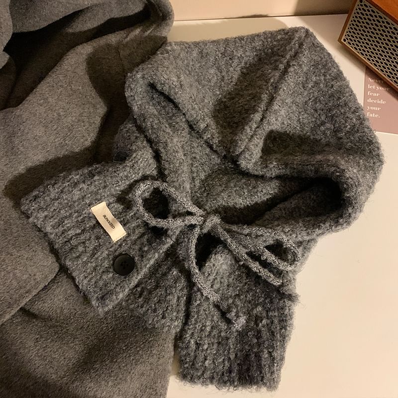 Knit Plain Balaclava Buttoned