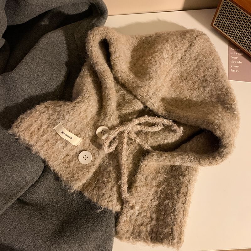 Knit Plain Balaclava Buttoned