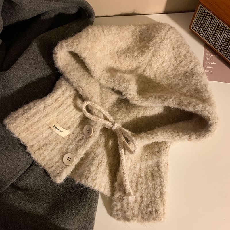 Knit Plain Balaclava Buttoned