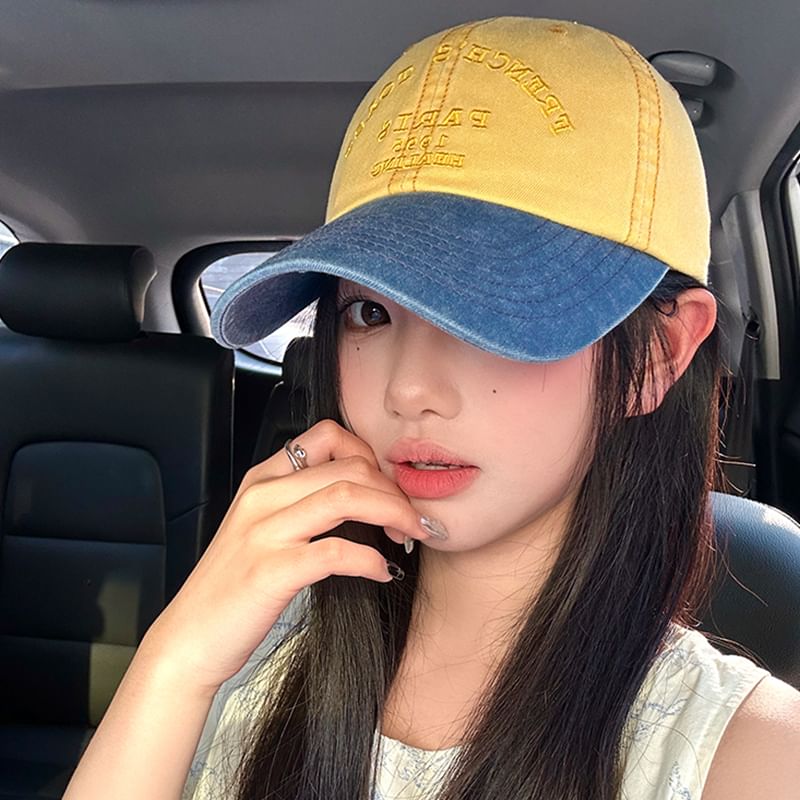 Tone Baseball Cap Two Lettering Embroidered