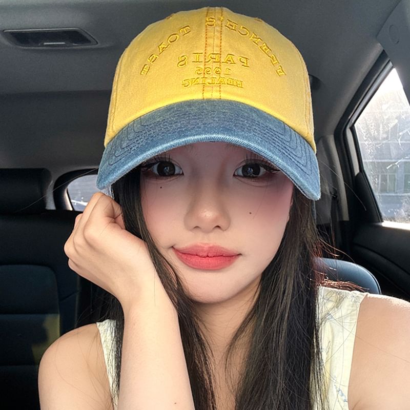 Tone Baseball Cap Two Lettering Embroidered
