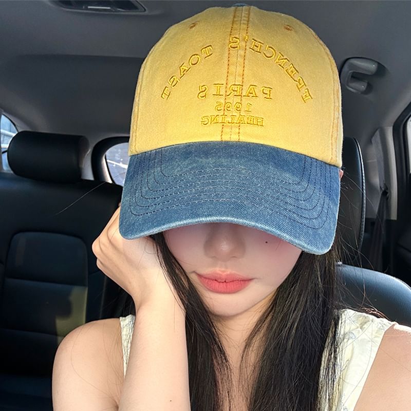 Tone Baseball Cap Two Lettering Embroidered