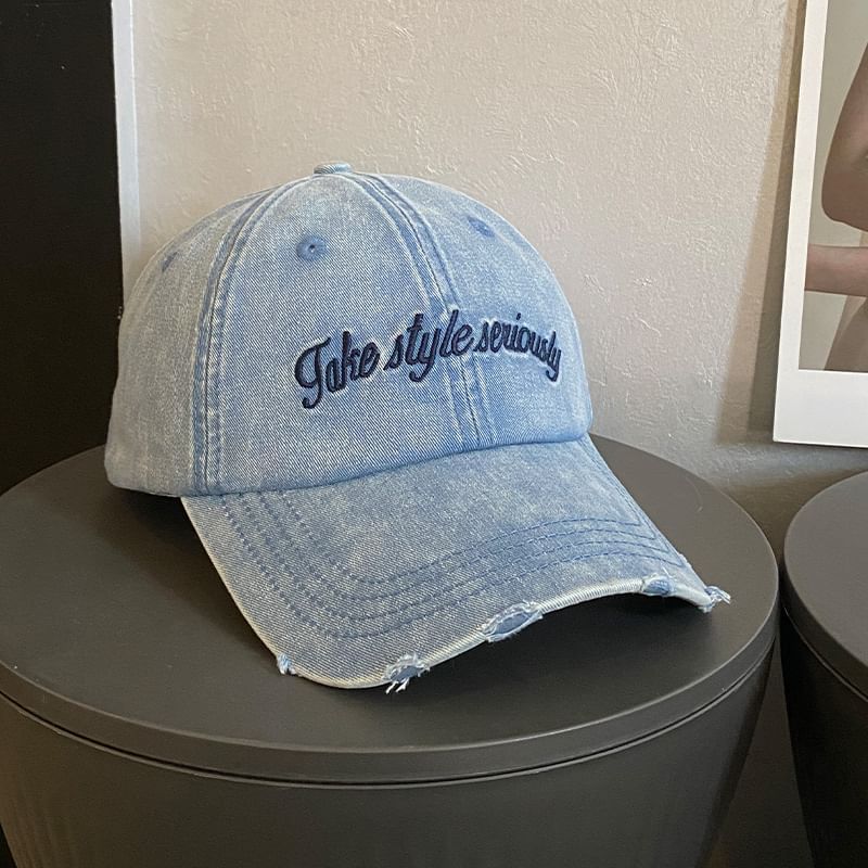 Distressed Embroidered Cap Lettering Baseball