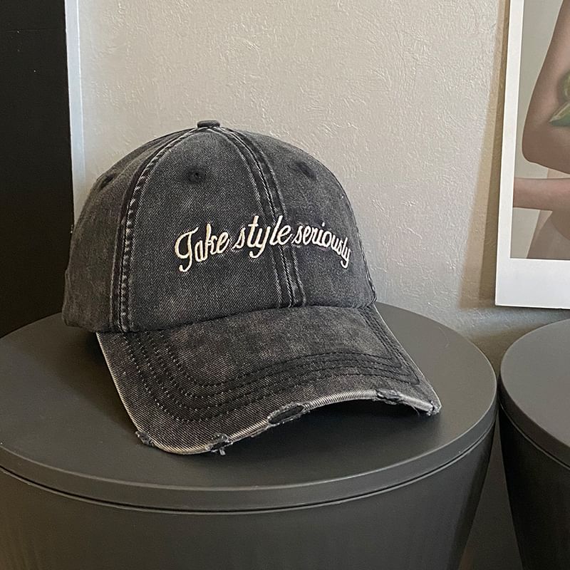 Distressed Embroidered Cap Lettering Baseball