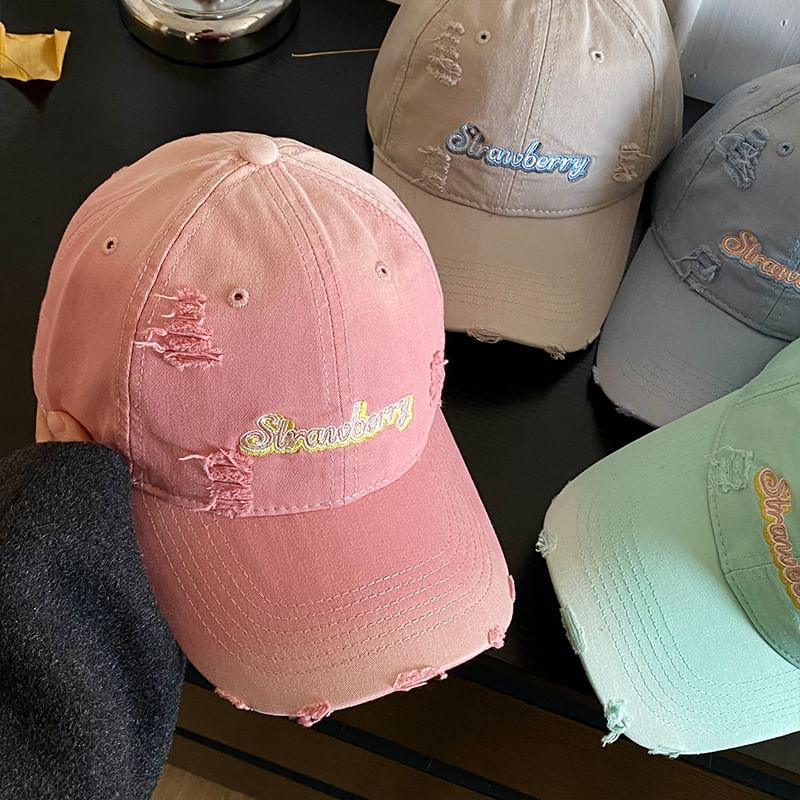 Cap Embroidered Lettering Baseball Distressed