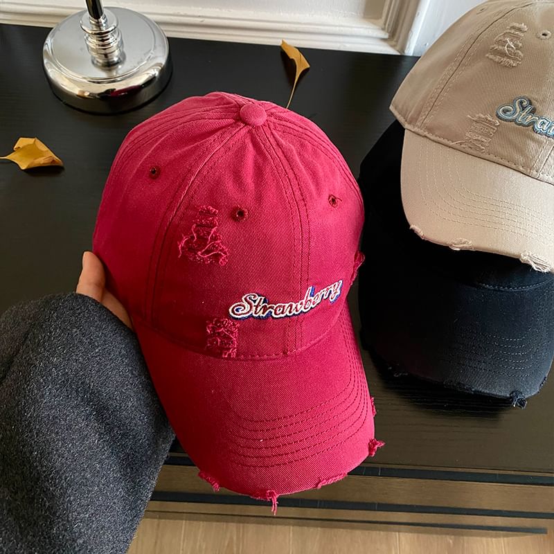 Cap Embroidered Lettering Baseball Distressed