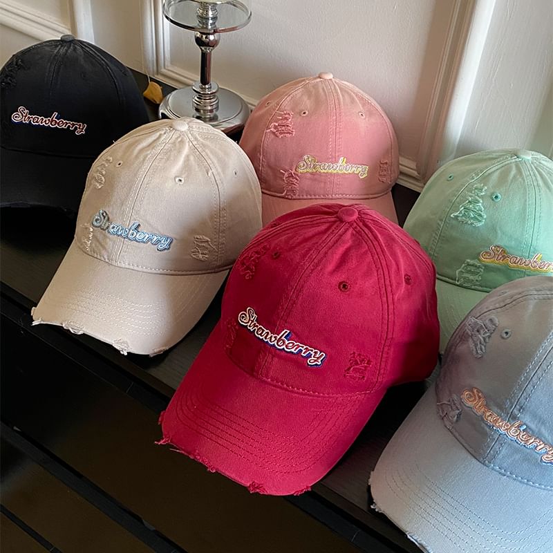 Cap Embroidered Lettering Baseball Distressed