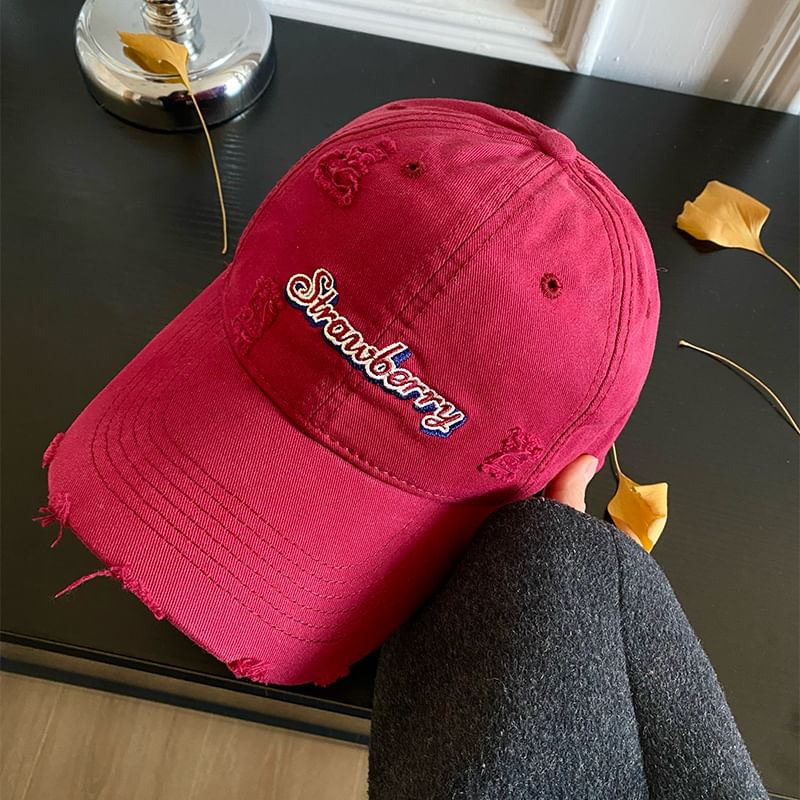 Cap Embroidered Lettering Baseball Distressed