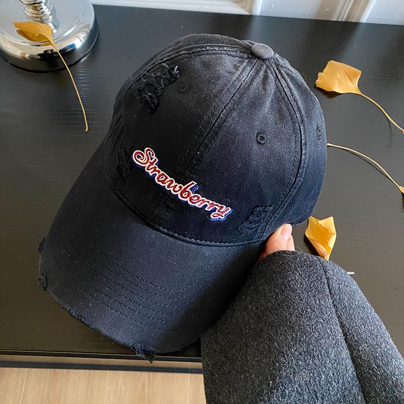 Cap Embroidered Lettering Baseball Distressed