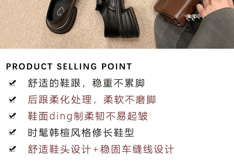 Buckled Faux Leather Loafers Platform