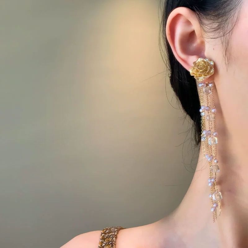 Pearl Flower Stud Faux Earring