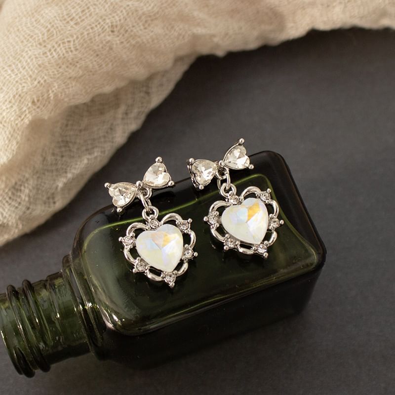 Drop Earring Heart Rhinestone