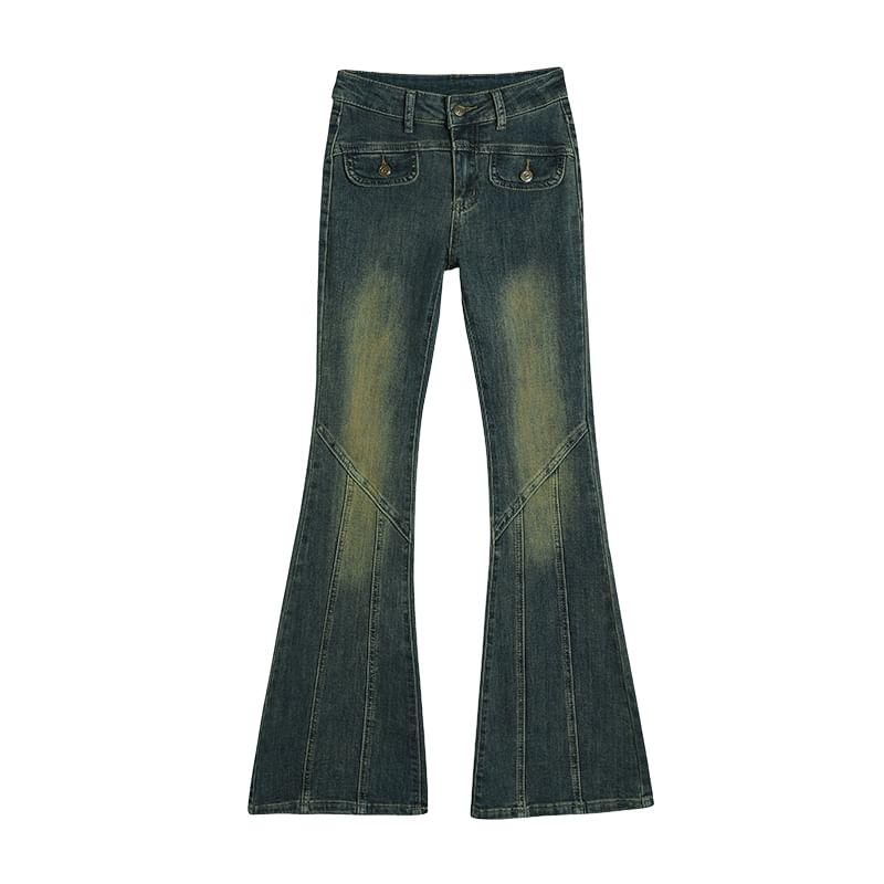 (Various Jeans Washed Flared Designs) High Rise