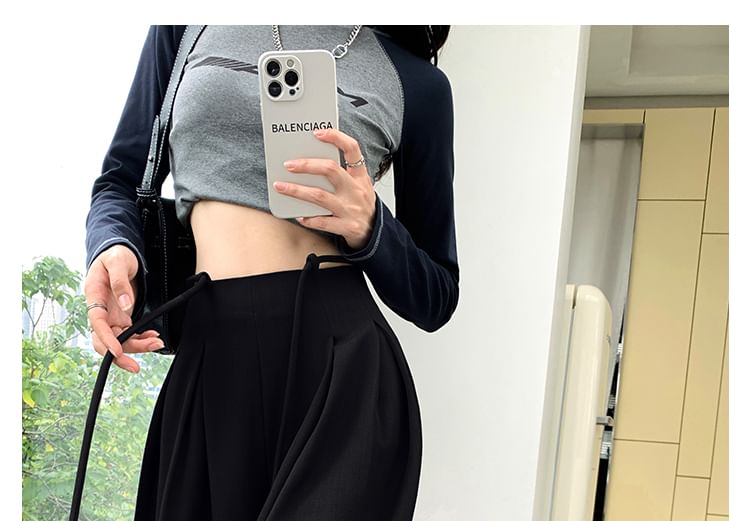 Pants Rise Plain High Wide Designs) (Various Leg