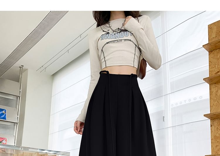 Pants Rise Plain High Wide Designs) (Various Leg