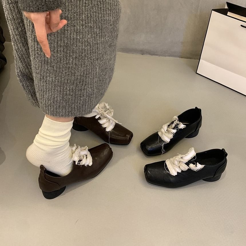 Pumps Toe Up Heel Square Block Lace