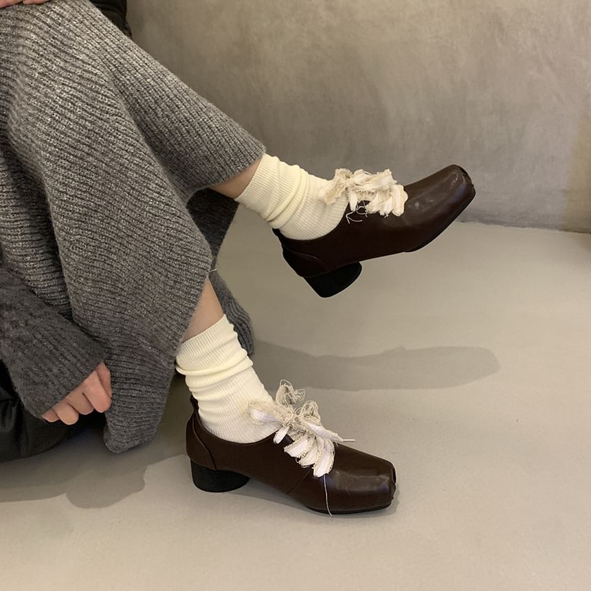 Pumps Toe Up Heel Square Block Lace