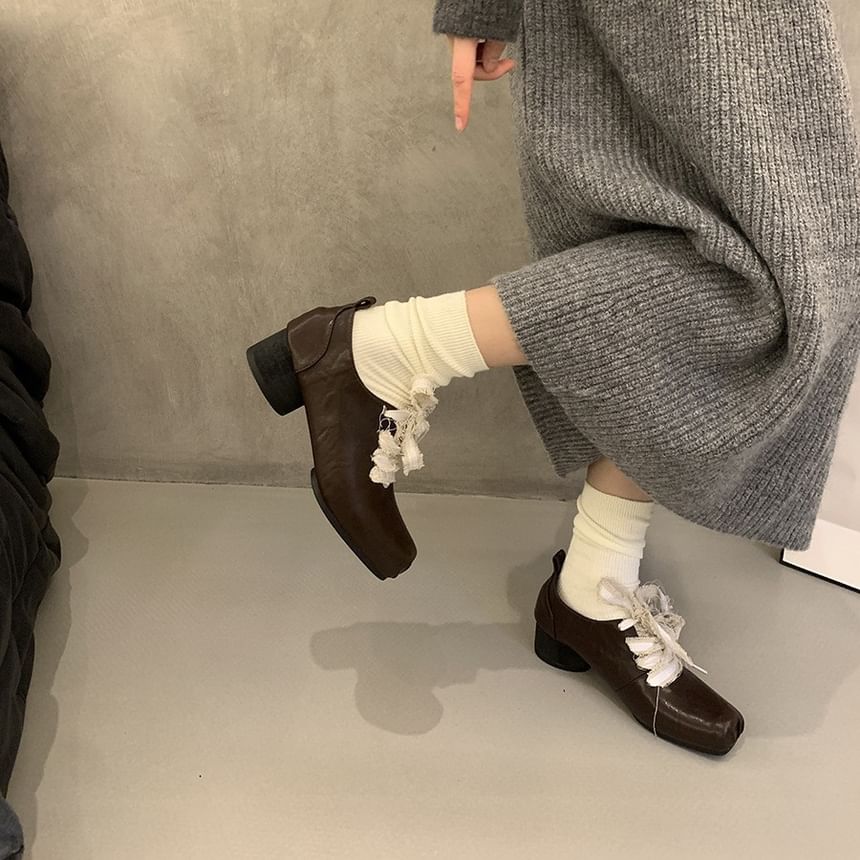 Pumps Toe Up Heel Square Block Lace