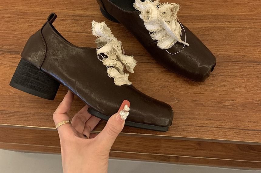 Pumps Toe Up Heel Square Block Lace