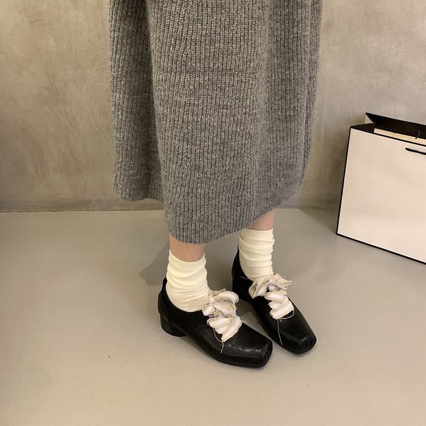 Pumps Toe Up Heel Square Block Lace