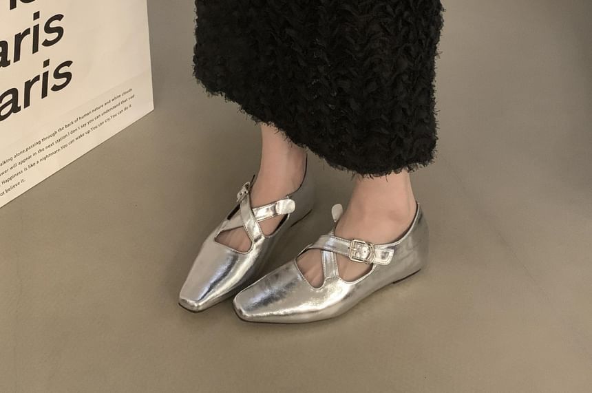 Wedge Square Mary Jane Cross Criss Toe Pumps Hidden