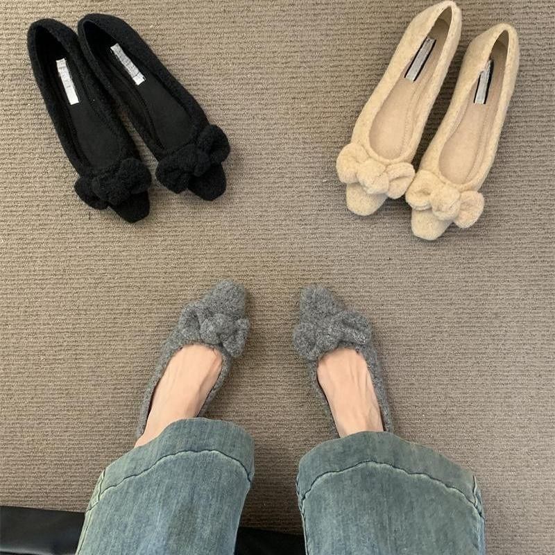 Square Toe Flats Bow