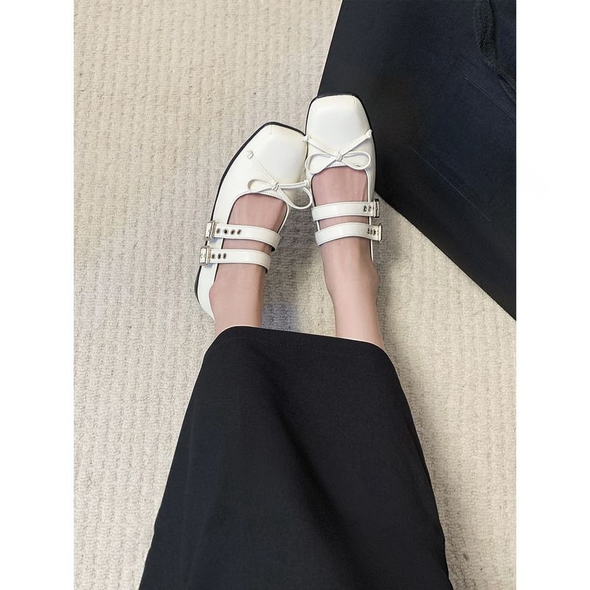 Square Toe Mary Shoes Jane Bow