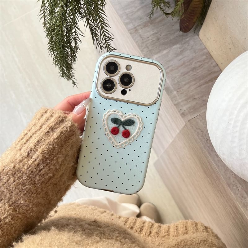 Phone Cherry Case Embroidered